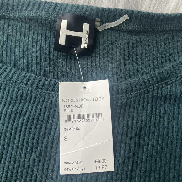 H By Bordeaux Shirt Womens Sz Small Loose Fit Long Sleeve Top Teal Ribbed New - Picture 4 of 12